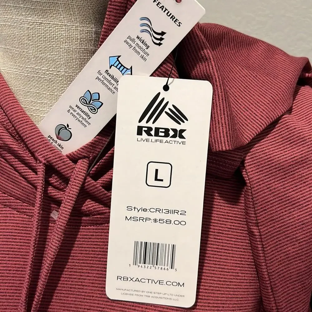 RBX Hooded Pullover with Kangaroo Pocket & Thumbholes - NWT - Size L - Picture 9 of 11